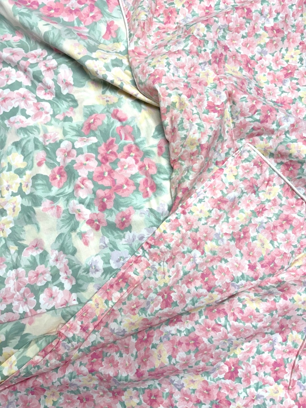 duvet EILEEN WEST vintage twin 60x84 all cotton tiny flowers reversible buttons